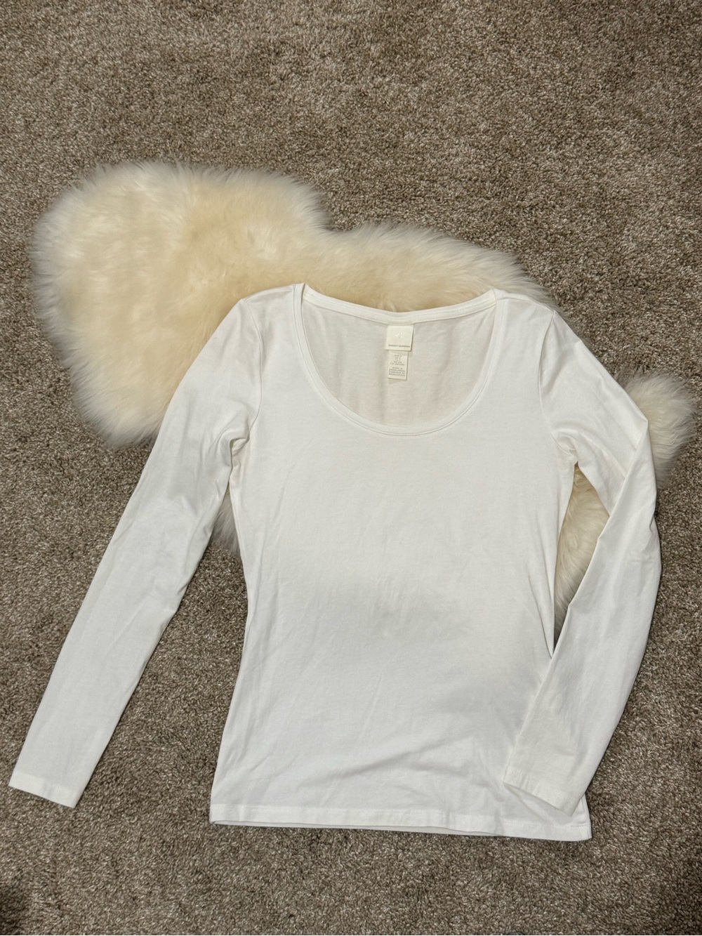 H&M Women’s Basic Long Sleeve Scoop Neck Tee - White Size S